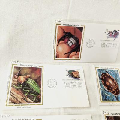 7 - FIRST DAY STAMPS - 1999 INSECTS & SPIDERS