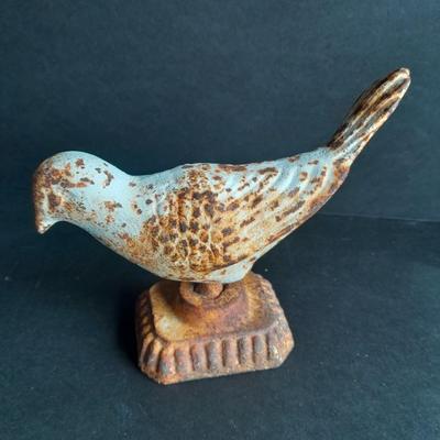 Antique 5" Cast iron Bird Figural decor / door stop #1
