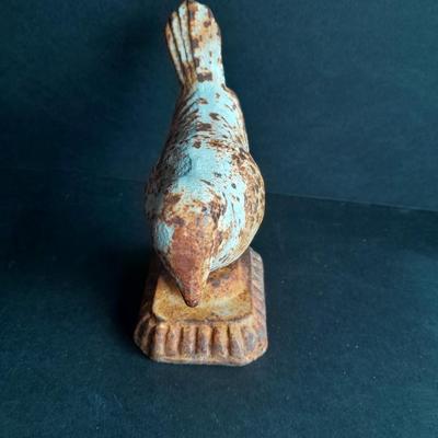 Antique 5" Cast iron Bird Figural decor / door stop #1