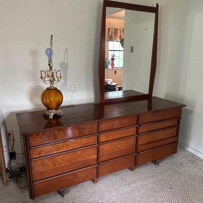 MCM 12 drawer dresser with mirror