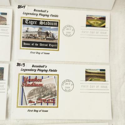 10 - FIRST DAY STAMPS - 2001 BASEBALL LEGENDARY PLAYING FIELD