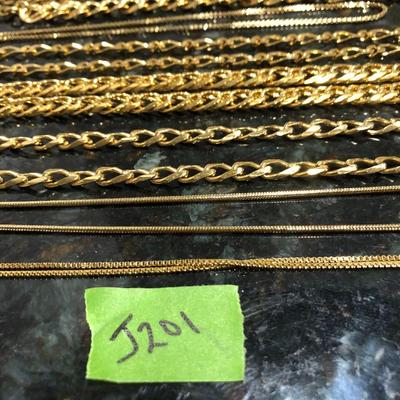 Fashion Costume Jewelry Gold Tone Chain Necklaces -Lot J201