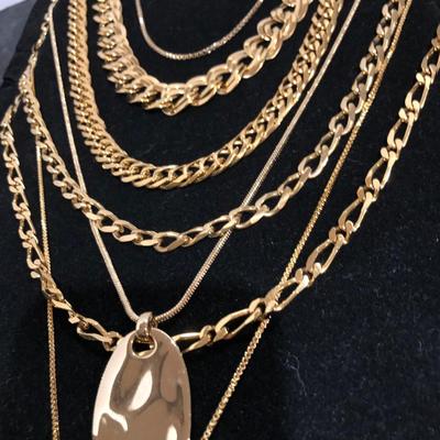 Fashion Costume Jewelry Gold Tone Chain Necklaces -Lot J201