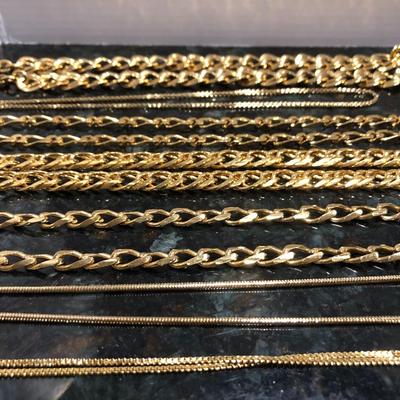 Fashion Costume Jewelry Gold Tone Chain Necklaces -Lot J201