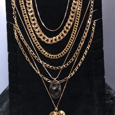 Fashion Costume Jewelry Gold Tone Chain Necklaces -Lot J201