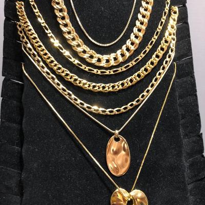 Fashion Costume Jewelry Gold Tone Chain Necklaces -Lot J201
