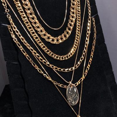 Fashion Costume Jewelry Gold Tone Chain Necklaces -Lot J201