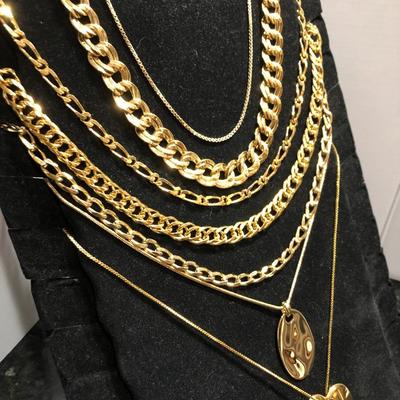 Fashion Costume Jewelry Gold Tone Chain Necklaces -Lot J201