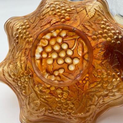 Carnival glass grapes & leaves