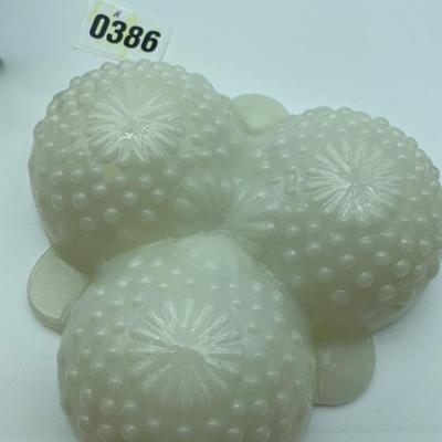 White hobnail 3 part relish dish