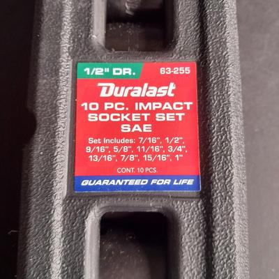 Complete 1/2" Drive Duralast 10-piece Impact Socket set SAE