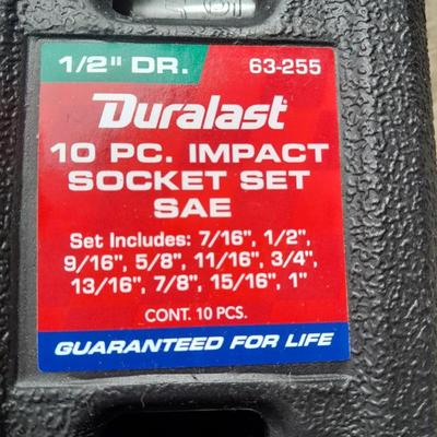 Complete 1/2" Drive Duralast 10-piece Impact Socket set SAE