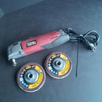 Chicago Electric Multifunction power tool with two Dewalt grinding wheels