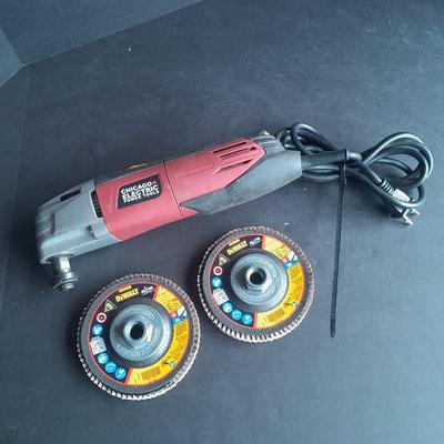 Chicago Electric Multifunction power tool with two Dewalt grinding wheels
