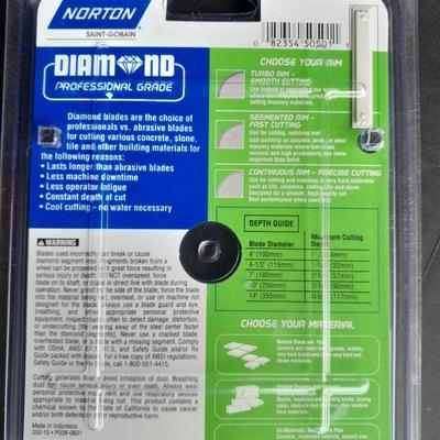 Two new Norton Diamond 4" circular Blades and one new Ridgid Diamond cut 4.5" Metal Cutting blade