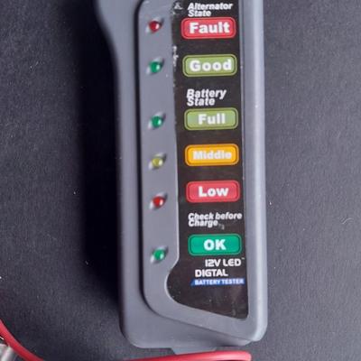 Pittsburgh Windshield removing tool, LED work light, and a 12 volt battery tester