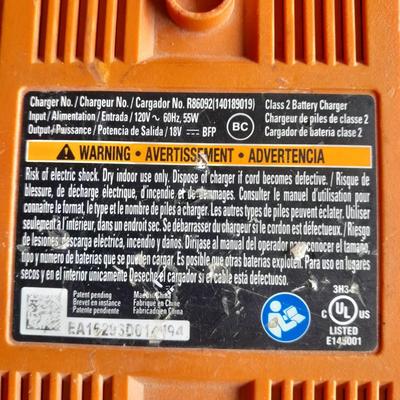Rigid 18 Volt battery charger with 2 batteries