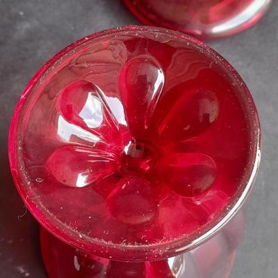 Red Glass collection, lidded candy dish, bowl, two Oshkosh Paragon candle votives, and more