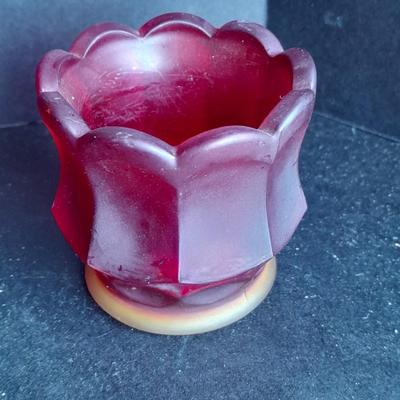 Red Glass collection, lidded candy dish, bowl, two Oshkosh Paragon candle votives, and more