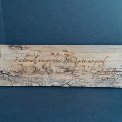 " I solemnly swear that I am up to no good" wooden sign with Fractal wood burned designs