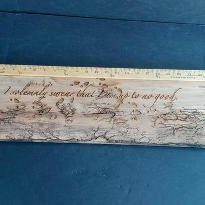 " I solemnly swear that I am up to no good" wooden sign with Fractal wood burned designs