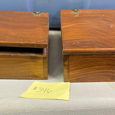 2 small wooden boxes