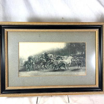 1559 Pair of Rosa Bonheur "The Horse Fair & Returning from the Fair" Framed Etchings