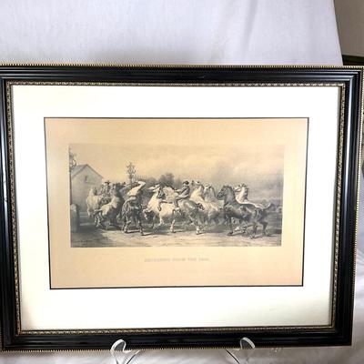 1559 Pair of Rosa Bonheur "The Horse Fair & Returning from the Fair" Framed Etchings