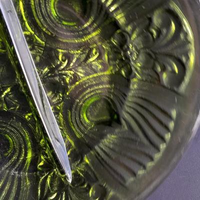 Two Vintage Indiana Glass Avocado Green Dishes