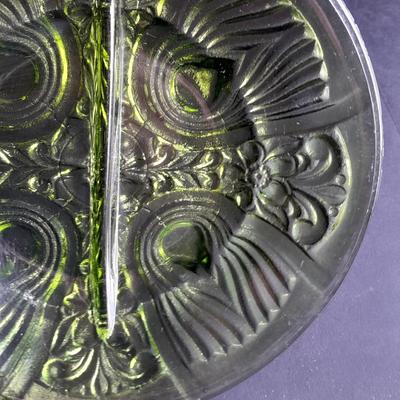 Two Vintage Indiana Glass Avocado Green Dishes