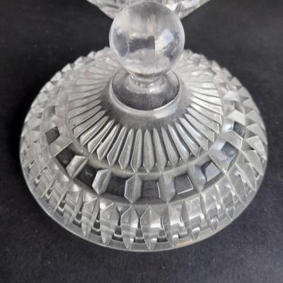 Two matching lidded Trinket / mint dishes with glass vase