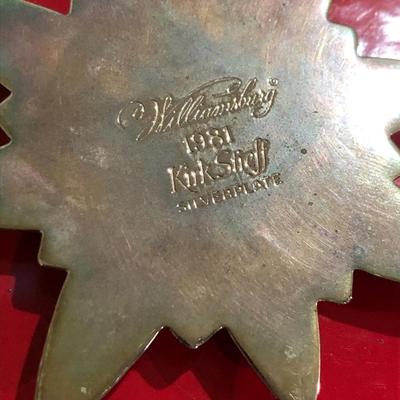 KIRK STIEFF CO. Williamsburg Silver Plate 1981 Ornament -Lot 425