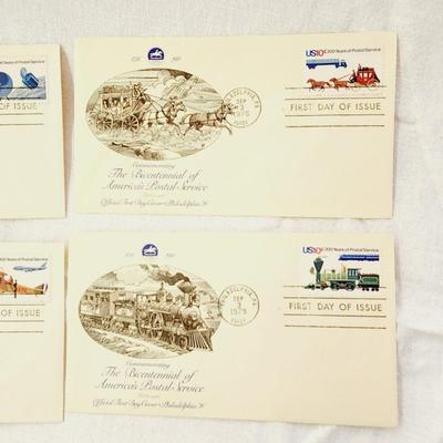 4 - FIRST DAY STAMPS - 1975 BICENTENNIAL OF THE UNITED STATES POSTAL SERVICE