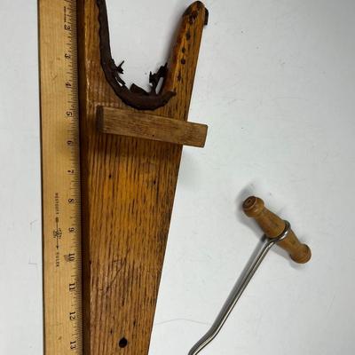 Vintage Antique Wood Boot Jack Remover Wooden Tool & Shoe Hook