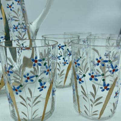 Pretty ruffled pitcher and tumblers