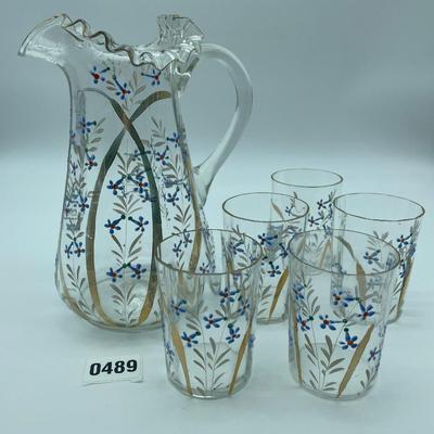 Pretty ruffled pitcher and tumblers