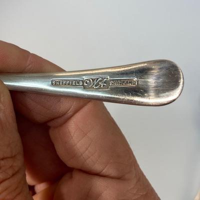 Pair of Scalloped Serving Spoons and Small Condiment Jelly Spoon