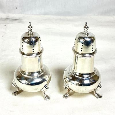 1563 Antique 1883 London Sterling Silver Footed Salt and Pepper Shakers with Hallmarks