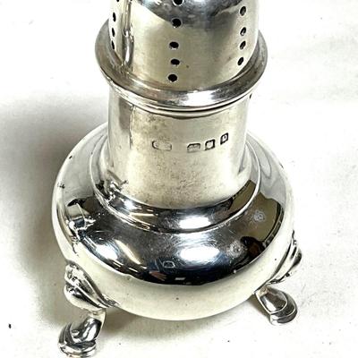 1563 Antique 1883 London Sterling Silver Footed Salt and Pepper Shakers with Hallmarks
