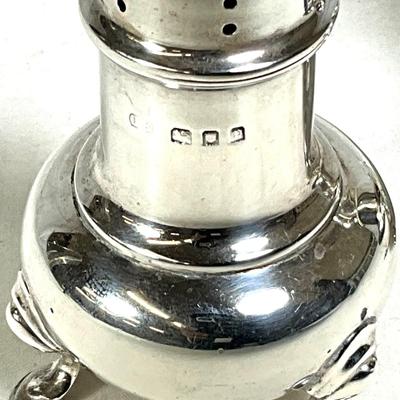1563 Antique 1883 London Sterling Silver Footed Salt and Pepper Shakers with Hallmarks