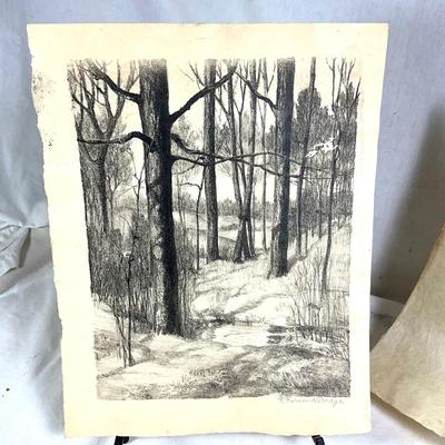 1564 Original Landscape Pencil Drypoint by Francis Farrand Dodge (1878-1969)
