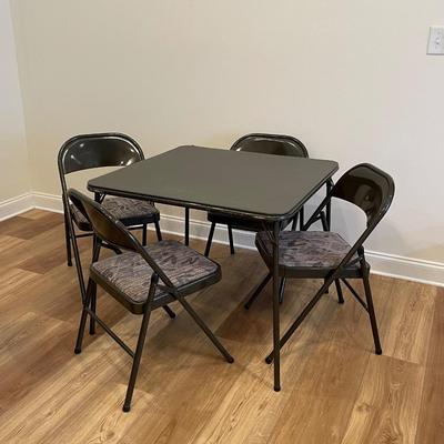 MECO ~ Dark Brown Card Table & 4 Matching Chairs