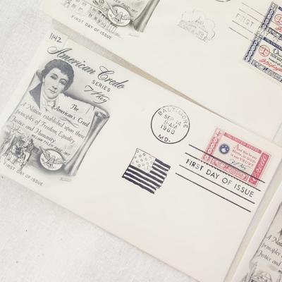6 - FIRST DAY STAMPS - 1960 AMERICAN CREDO
