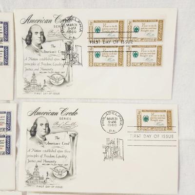 6 - FIRST DAY STAMPS - 1960 AMERICAN CREDO