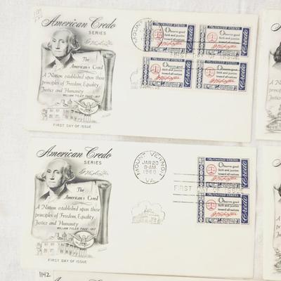 6 - FIRST DAY STAMPS - 1960 AMERICAN CREDO