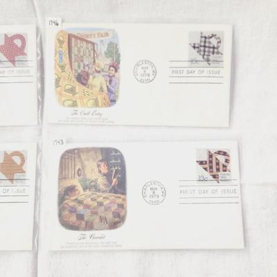 4 - FIRST DAY STAMPS - 1978 THE CRADLE QUILT