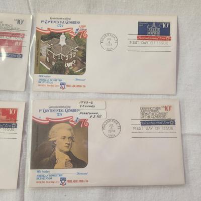 4 - FIRST DAY STAMPS - 1974 SPIRIT OF 76 - 1ST CONTINENTAL CONGRESS
