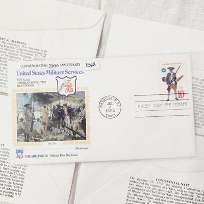 5 - FIRST DAY STAMPS - 1975 COMMERATIVE US MILITARY SERVICES