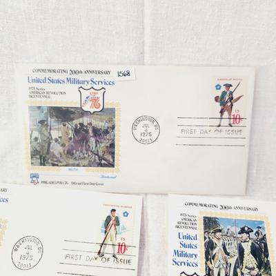 5 - FIRST DAY STAMPS - 1975 COMMERATIVE US MILITARY SERVICES