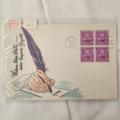 1948 ROBERT F. BOLTON HAND PAINTED LIMITED EDITION - EMPORIA GAZETTE - 1st DAY STAMP ART W/ OVERSIZED ENVELOPE
